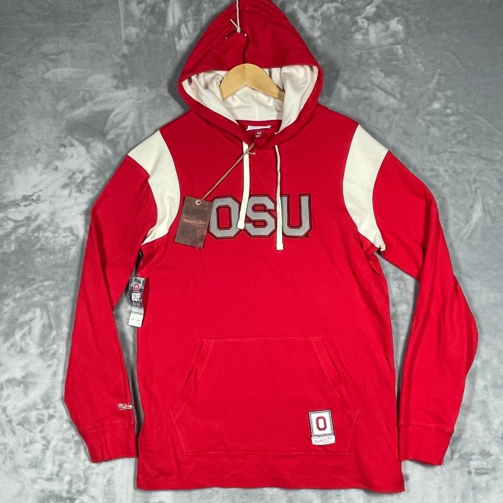 Mitchell & Ness Ohio State Buckeyes Thermal Lightweight Hoodie Red Mens Medium